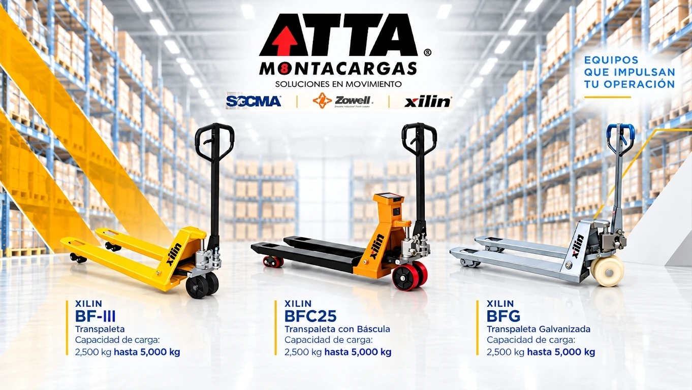 Transpaletas Xilin BF-III, BFC25 con báscula y BFG galvanizada, de 2,500 a 5,000 kg